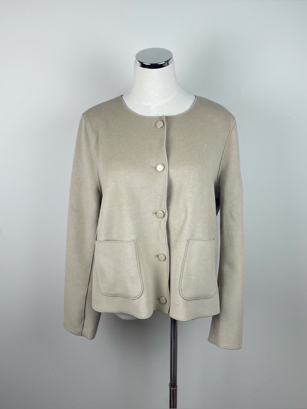 Bagatelle Collection Tan Cream Soft Button Front Blazer Jacket Women Large